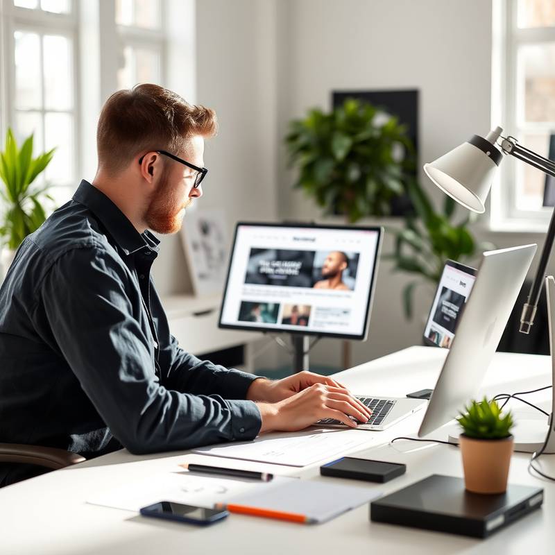 Illustrative image of a designer working on a website layout