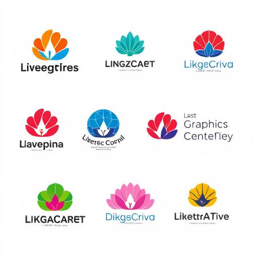 Illustrative image of various graphic design elements like logos and illustrations